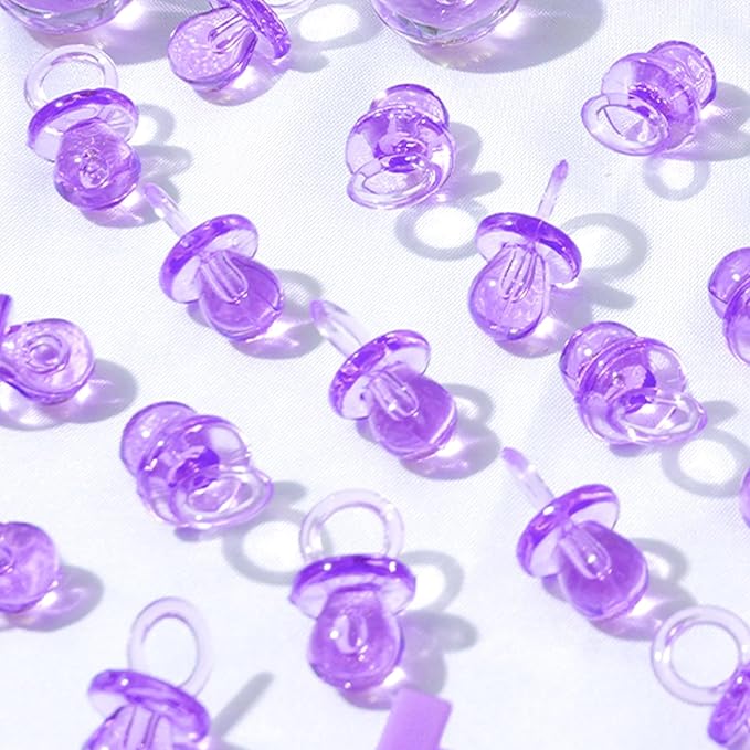 200 Pieces 0.86 Inch Baby Pacifier Baby Shower Plastic Pacifier for Baby Shower Pacifier, Baby Shower Gender Show Party Decoration DIY Birthday Party Gift (Purple)