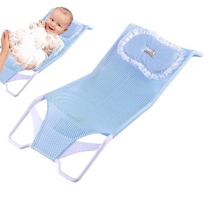 Bathroom Shower Support Seat Pad 58x28x4.2 Cm Baby Bath Support Net PP and Mesh Adjustable Antiskid Bathing Net Cushion Comfortable Soft Cushion for 0-6 Months Old Toddler Girls