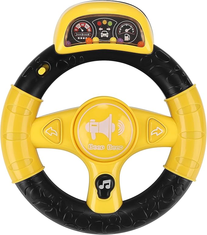 Accmor Stroller Steering Wheel Toy, Music Sound Simulated Steering Wheel for Stroller Shopping Carts Cart Universal Detachable Pretend Driving Funny Toy Attachment