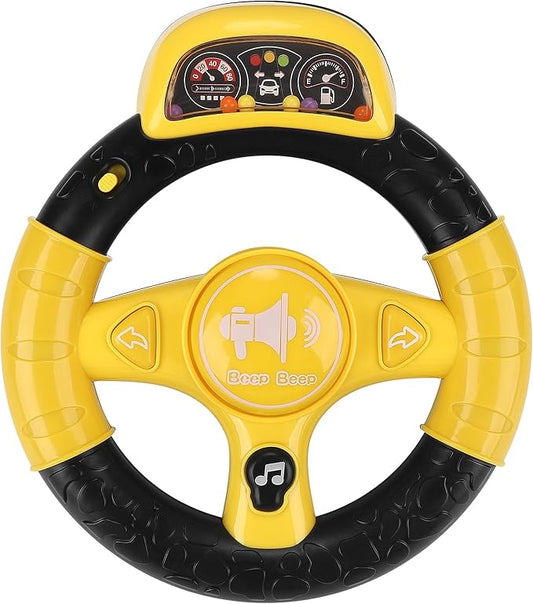 Accmor Stroller Steering Wheel Toy, Music Sound Simulated Steering Wheel for Stroller Shopping Carts Cart Universal Detachable Pretend Driving Funny Toy Attachment
