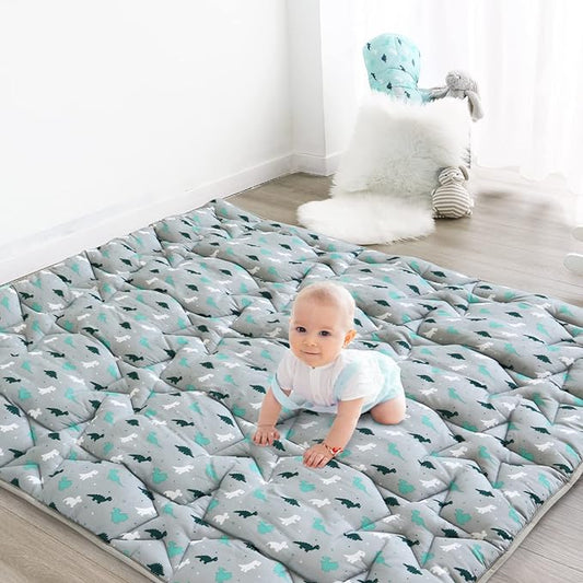 SPRINGSPIRIT Baby Play Mat, 43x43 Playmat for Playpen, Thicken Baby Mat for Floor, Non-Slip Washable Playmat for Babies, Toddlers, Grey