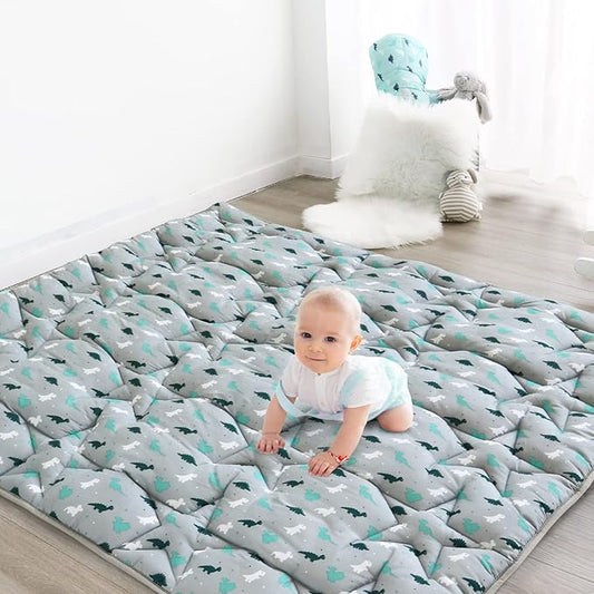 SPRINGSPIRIT Baby Play Mat, 47x47 Infant Play Mat for Playpen, Thicken Baby Mat for Floor, Non-Slip Washable Playmat for Babies, Toddlers, Grey