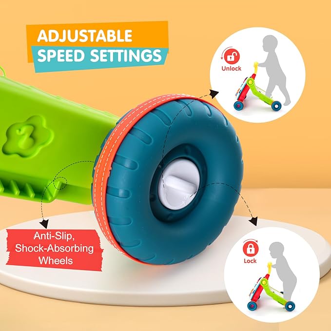 AuntyFey Baby Walker, 5 in 1 Push Walker, Baby Walking Walkers Push Toy for Girls, Girl Toddler Push Toy, Infant Walker, OrangeRed
