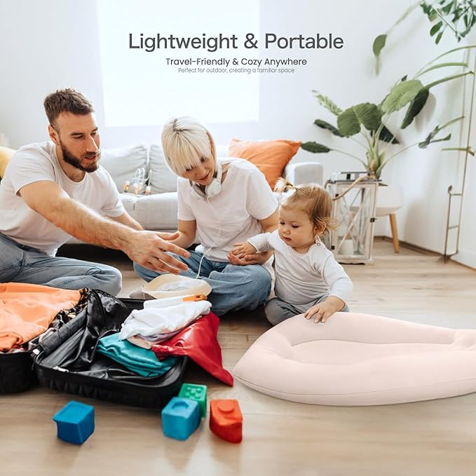 Baby Lounger for Newborn: Skin-Friendly & Breathable for 0-12 Months Infant Tummy Time Playtime & Diaper Changes - Portable & Lightweight Cushion for New Parents (Nude)