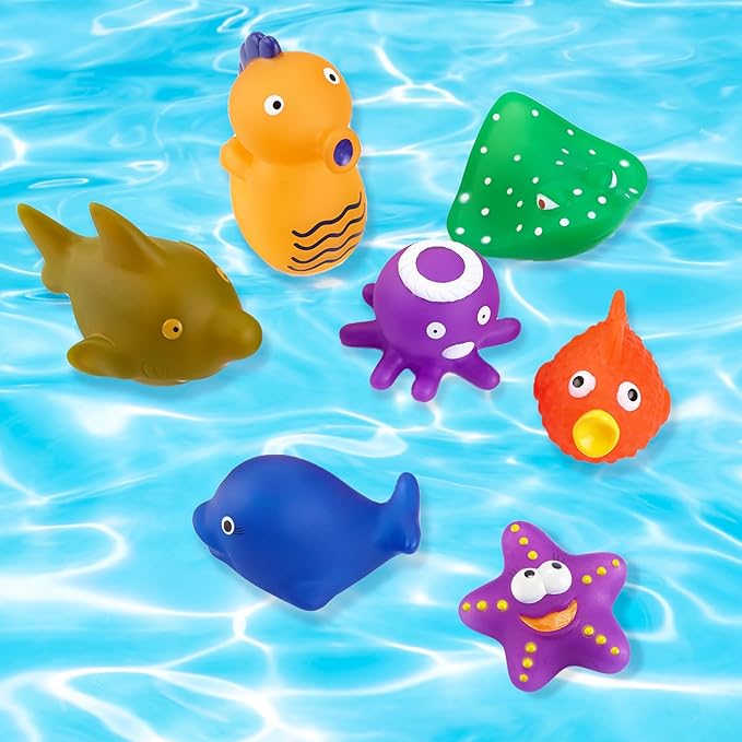 9 Packs Color Changing No Hole Bath Toys for Kids Toddlers Baby, Color Change Water Table Toys Sea Creatures Ocean Animal Bathtub Toys with Drying Bag