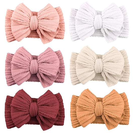 ALinmo 6 Pack Baby Headbands Super Soft Stretchy Nylon Hair Bands Hair Bows Hair Accessories for Baby Girls Newbrons infants Toddlers 03