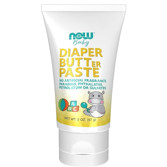 NOW Foods Baby, Diaper Butter Paste, Fragrance Free, No Artificial Fragrance, Parabens, Phthalates, or Petrolatum, 2-Ounce