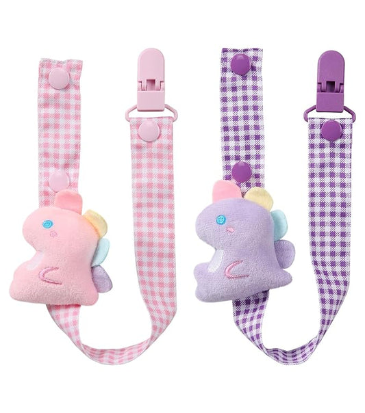 CutiePlusU Adult Pacifier Clip Adult Size Anyard Holder Clips 2 Pack-Baby Dinosaur 1