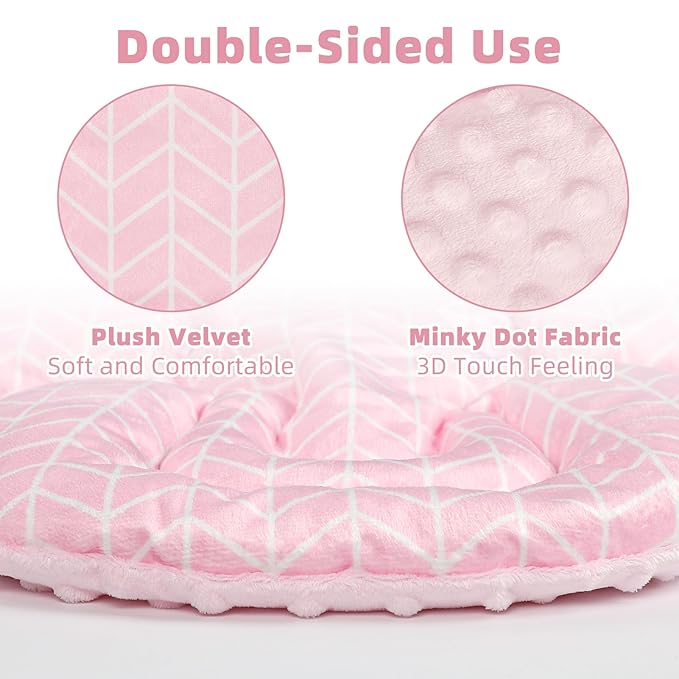 4 in 1 Infant Car Seat Insert, Baby Car Seat Head Body Support for Girls & Boys, Reversible Newborn Car Seat Insert with 3 Extra Strap Paddings, Premature Car Seat Cushion (Stripes Pink)
