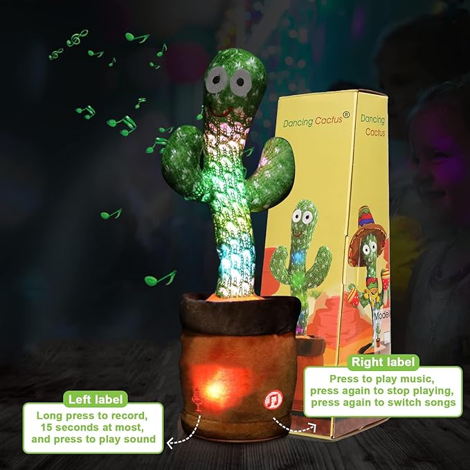 Emoin Dancing Talking Cactus Toy for Baby Boys Girls Gifts,Dancing Cactus Singing Mimicking Recording Repeating What You Say Baby Toys