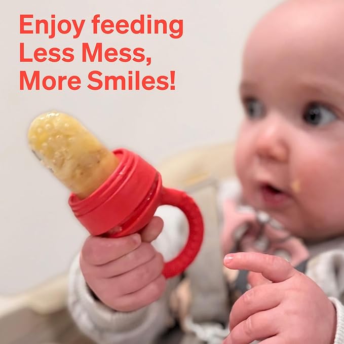 Baby Fruit Feeder by Lovenoobs™, Frozen Teething Toys for Babies, 2 Pack, Fruit Pacifier with 6 Teats, BPA/BPS Free, Mesh Teether, Food-Grade Silicone, Baby Feeding Essentials
