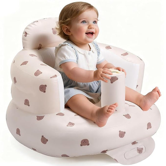 Inflatable Baby Seat for 3-36 Months, Back Support, Built-in Air Pump, Learning to Sit, Blow Up Floor Seat