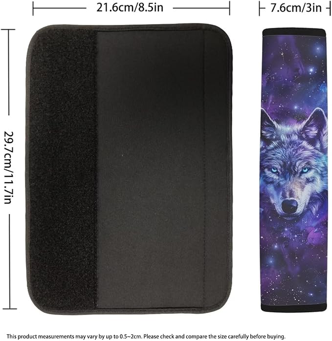 Biyejit Galaxy Wolf Car Seat Belt Pads Cover for Women, Soft Comfort Seat Belt Cushion Shoulder Backpack Straps for Adults Girls 2 Packs