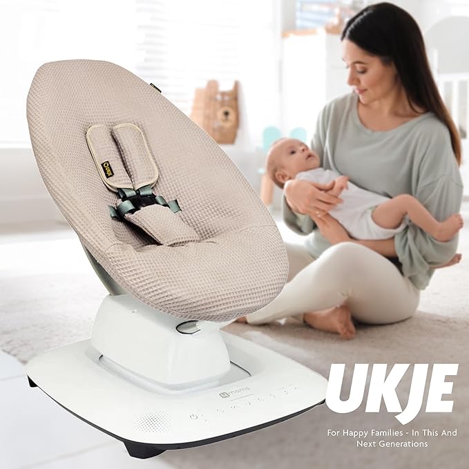 UKJE Protective Swing Cover Compatible with 4moms or MamaRoo 5, Multi-Motion Baby Swing, Baby Swing Liners, Baby Rocker Cover, Easy to Install, Easy to Wash, Handmade in Europe, Taupe