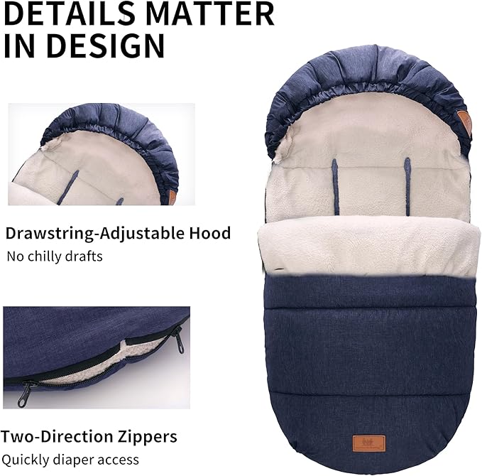 Miracle Baby Bunting Bag for Stroller, Warm Fleece Footmuff with Zippers, Convertible Infant Toddler Sleeping Bag Blanket for Boys Girls