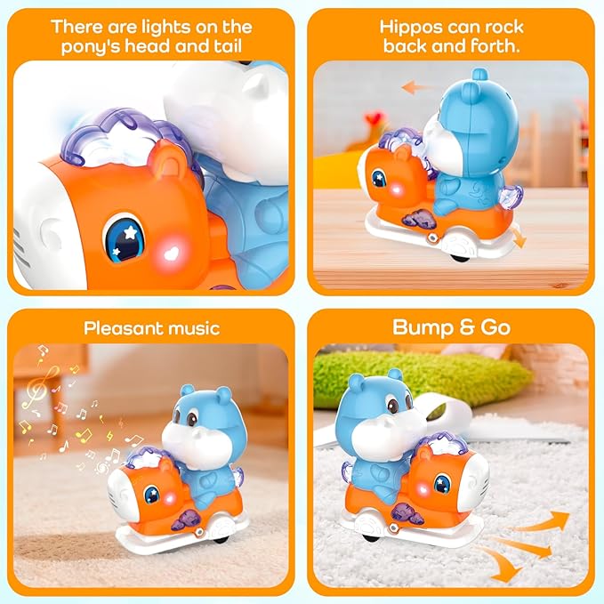 Baby Crawling Walking Toys for Toddlers with Adorable Shape, Musical Car Crawling Developmental Toys with Sounds and Lights, Ideal Gifts for Babies