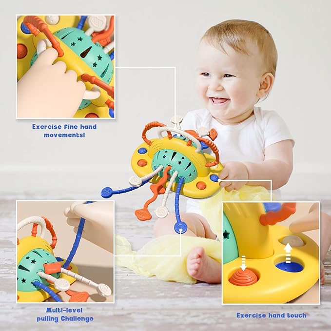 Baby Toys Silicone Suction Cup Toy for 6-12 Months High Chair Toddler Sensory Toys for 1 Year Baby Montessori Toy