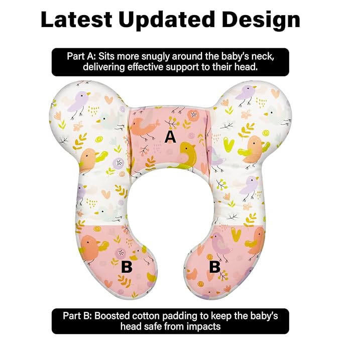 Baby Neck Pillow - Upgraded Baby Support Travel Head Pillow, Portable Headrest for Toddlers & Children for Car Rides, Planes, Road Trips (A1)