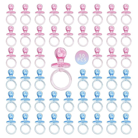 50 Pieces 2.75 Inch Baby Pacifier Baby Shower Plastic Pacifier for Baby Shower Pacifier, Baby Shower Gender Show Party Decoration DIY Baby Shower Birthday Party Gift (Pink and Blue)