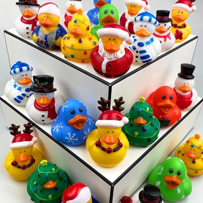 Anditoy 24 Pack Christmas Rubber Ducks Toys Bath Toys for Kids Toddlers Christmas Stocking Stuffers Party Favors Birthday Gifts