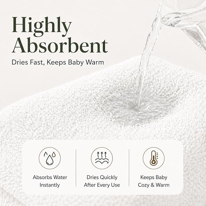 Organic Hooded Towels - Certified Organic Cotton, Long Stable Luxurious Turkish Organic Cotton, Plush Towels for Newborn (Little Lamb, 35×35" — Baby/Toddler Size (6 Months–Toddler))