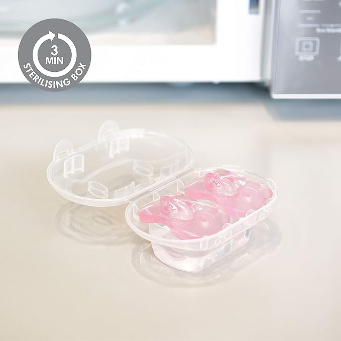 Medela Baby Pacifier | 6-18 Months | Includes Sterilizing Case | 2-Count | Soft Silicone | BPA-Free | Supports Natural Suckling | Pink