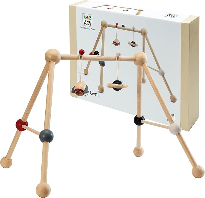 PlanToys® Wooden Baby Play Gym | Eco Friendly Sensory & Tummy Time Toy | Montessori Activity Gym for Newborn Visual Development, Focus, Motor Skills & Early Learning