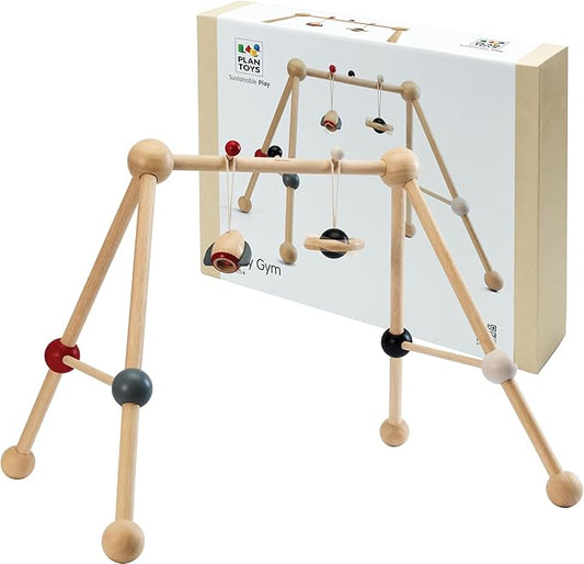 PlanToys® Wooden Baby Play Gym | Eco Friendly Sensory & Tummy Time Toy | Montessori Activity Gym for Newborn Visual Development, Focus, Motor Skills & Early Learning