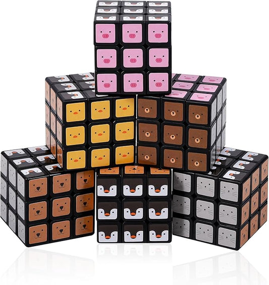 48 Pack Animals Mini Cube Bulk, 1.18 Inch 3x3x3 Small Puzzle Cubes Set, Animal Themed Birthday Party Favors, Classroom Rewards Prizes, Stocking Stuffers, Easter Basket Fillers for Kids
