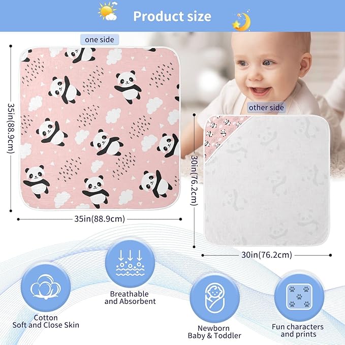 Pink Panda Baby Boys Girls Bath Towel Cute Cat Bear Hooded Towels Newborn Toddlers Organic Cotton Washcloths Shower Beach Towel 35 x 35 Inch