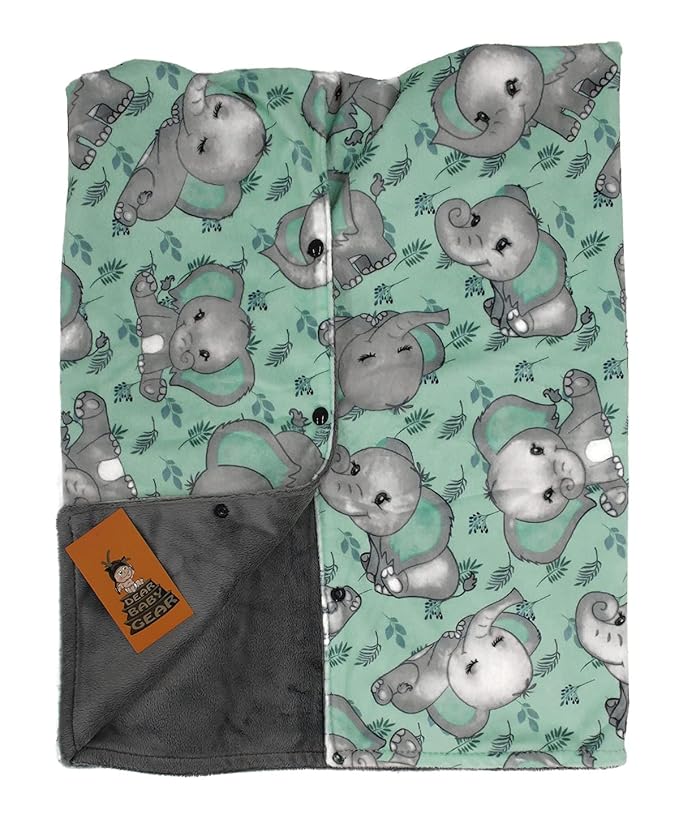 Dear Baby Gear Car Seat Cover for Boys & Girls - Baby Carseat Canopy w/Snap Opening - Infant Seat Cover - Nursing Covers - Newborn Carrier Canopy - 40x30 (Gray Elephants on Mint Foliage - Gray)