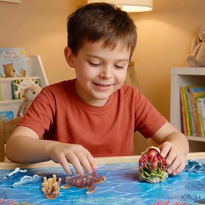 Gemini&Genius Detailed Sea Turtle Plastic Figure Toy for Kids, Realistic Turtle Action Figure, Fun Educational Play Toy, Sea Life Gift Play Toy, Collection Model for Kids