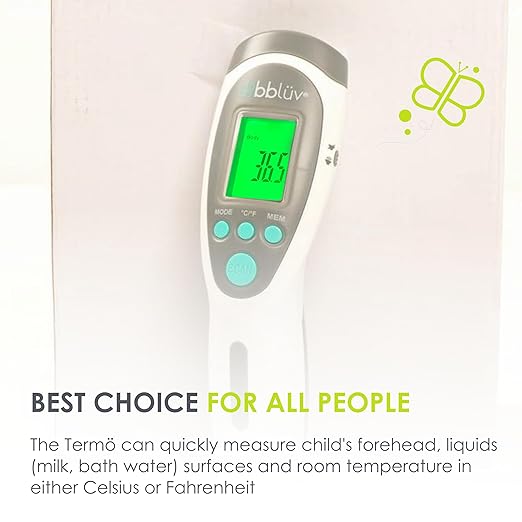 bblüv - Termö - Infrared Digital Thermometer, Non-Contact Forehead Temperature for Adults and Kids, Digital Thermometer for Home with Fever Indicator, Non-Touch Accurate & Instant Temperature Reading