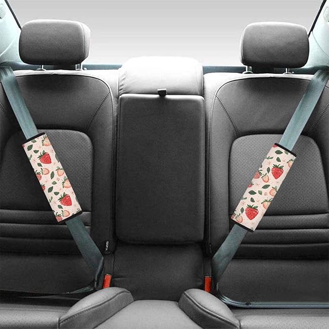 Car Seat Belt Strap Shoulder Pad,Car Seat Belt Cover Pad Universal Fit Suitable for Shoulder Bag,Laptop Computer Bags Pink Strawberry Pattern