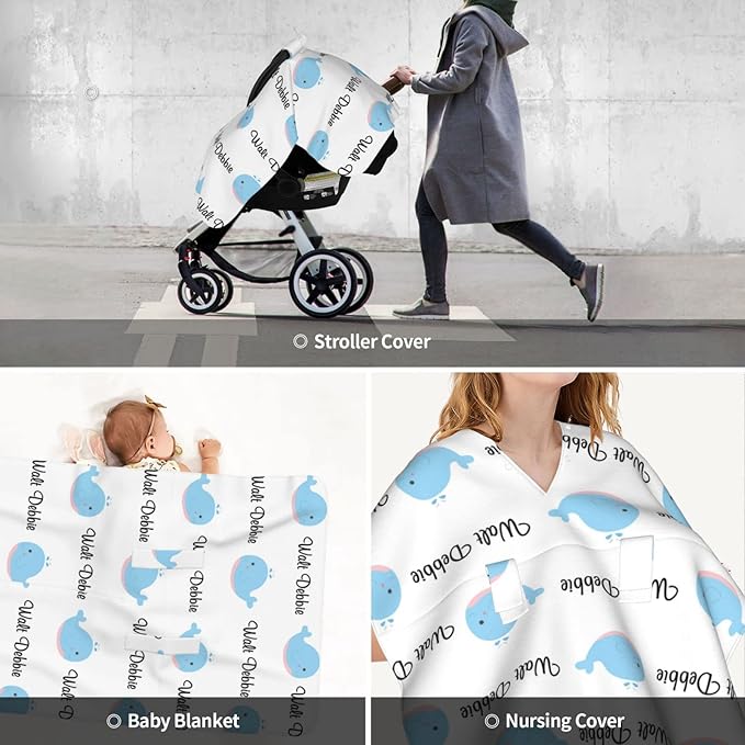 Personalized Baby Name Car Seat Covers for Girls,Nursing Custom Carseat Canopy for Babies Boy Winter Breastfeeding Cover Car Seat Canopies for Newborn Infant Toddler