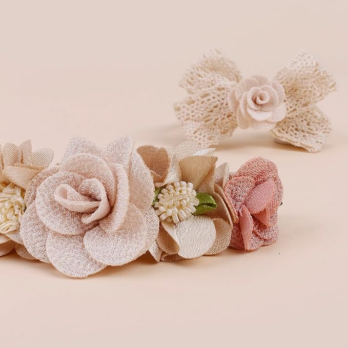 Baby Girls Headband & Socks Set, Cute Socks with Flower Hair Bows Baby Accessories Gifts for Newborn Infant Toddler