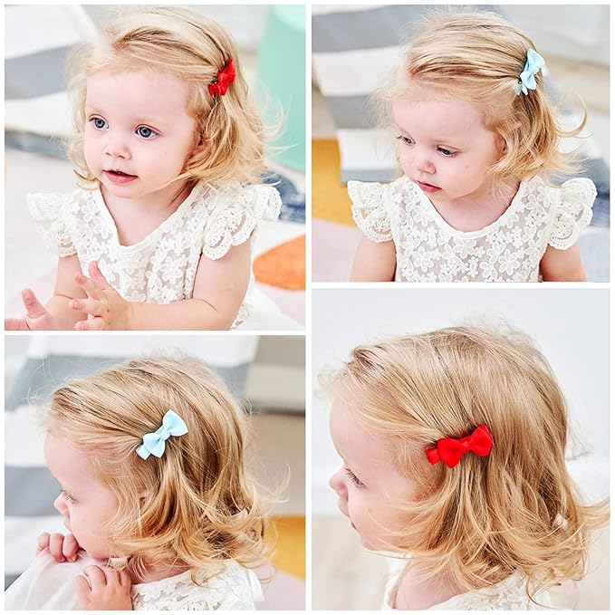 Baby Hair Clips 60 Colors Baby Girls Fully Lined Baby Bows Hair Pins Tiny 2" Hair Bows Alligator Clips for Baby Girls Infants Toddlers Multicolor