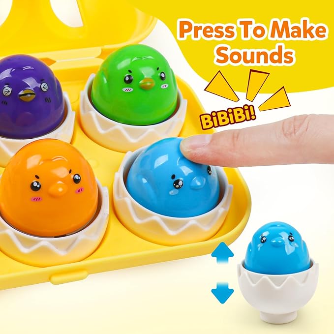 Egg Toys for Toddlers 1-3,Montessori Geometric Eggs Early Preschool Educational Learning Fine Motor Skills Color Sorting Satcking Travel Bingo Puzzle Matching Games for Kids Boys Girls