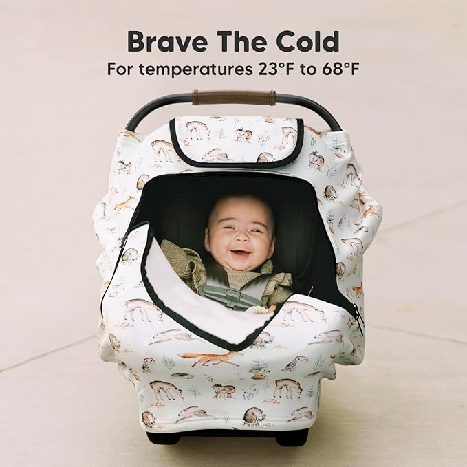 KeaBabies Winter Car Seat Cover Baby, Newborn - Universal Fit Infant Carseat Covers Baby Girl, Boy, Breathable, Lightweight Blanket, Easy to Use Stroller Canopy, Rain,Wind,Sun Shade(Arcadia)