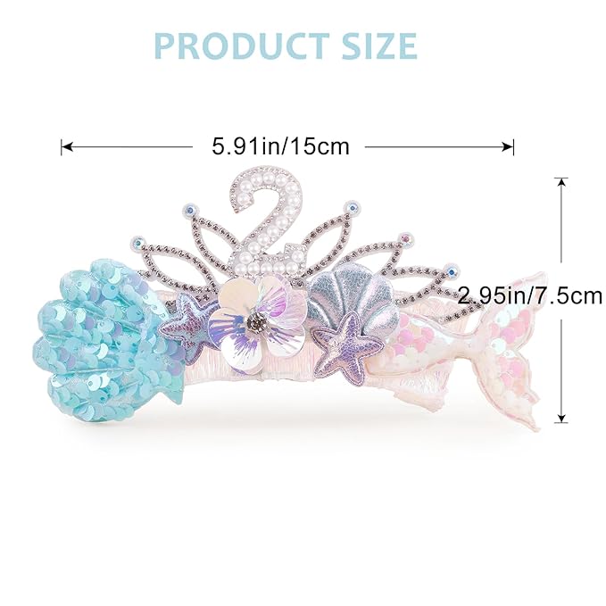 cherrboll Baby Girl Birthday Crown Floral Headband, Soft Flower Head Wrap Tiara Hairband for 1-3 Years Old Toddlers Kids 2nd Birthday Party Dress Photo Decoration
