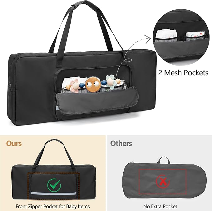 GRAOSO Baby Bouncer Transport Bag, Bouncer Carrier Compatible with Baby Bjorn Bouncer Balance Soft and Bouncer Bliss, Double Zipped Travel bag with shoulder Pad, Black