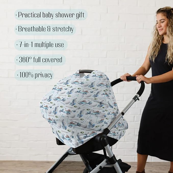 Baby Boy Girl 5-in-1 Car Cover Golf Gear Sport, Watercolor Blue Ball Glove Car Stick Multi-use Privacy Nursing Breastfeeding Cover, Carseat Canopy Newborn Infant Gift