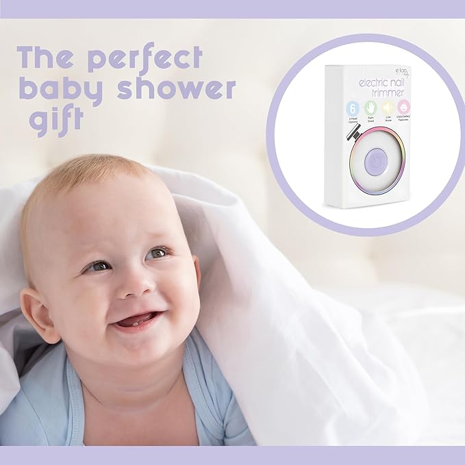 Elan Baby Electric Nail Trimmer, Baby Nail File, Safe + Easy Baby Nail File for Newborns, Infants & Toddlers, 6 Grinding Heads, Gentle Nail Care
