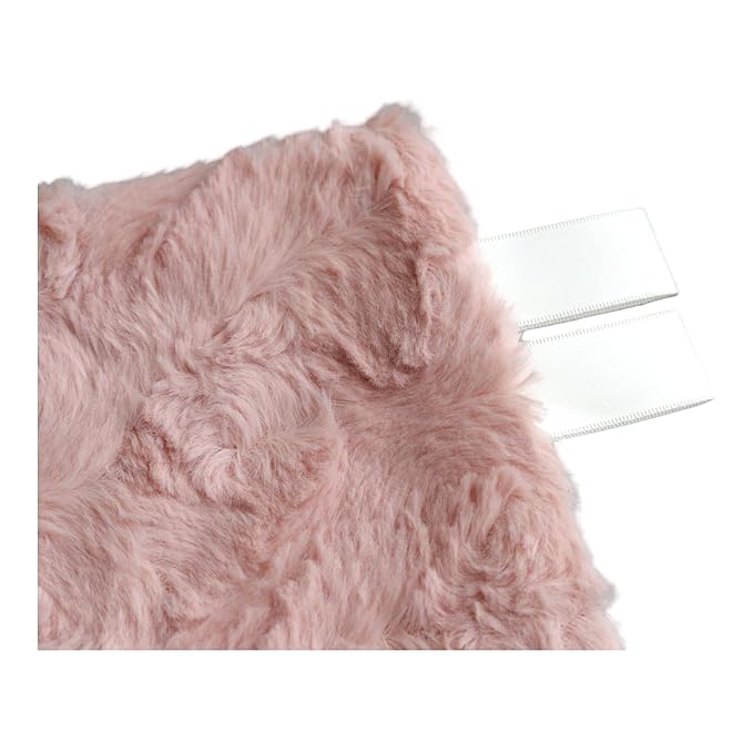 Handcrafted Plush Baby Mini Blanket Pacifier Holder (Dusty Pink Fur & Cream Satin)