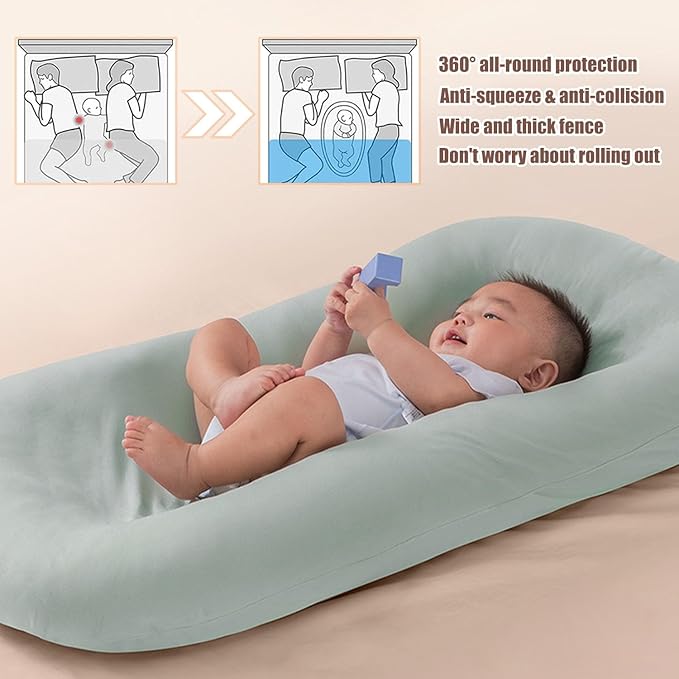 Baby Lounger for Newborn 0-12 Months, Soft Breathable Infant Support Cushion for Baby, Supervised Use (Blue)