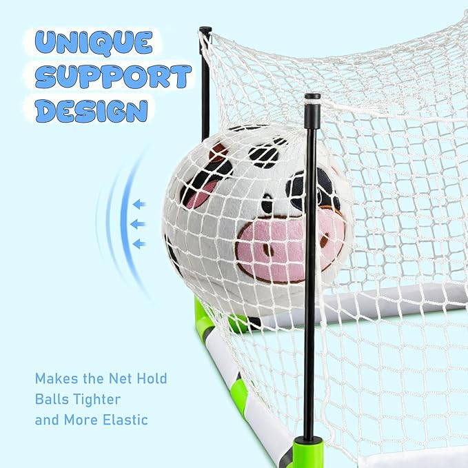 VangeBow Toddler Toy Soccer Goals for Backyard Indoor with Soft Plush Cow Ball, Mini Soccer Nets and Ball Set for Kids(Pump Include)