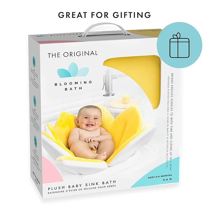 Blooming Bath Baby Bath Seat - Baby Tubs for Newborn Infants to Toddler 0 to 6 Months and Up - Baby Essentials Must Haves - The Original Washer-Safe Flower Seat (Original, Canary Yellow)