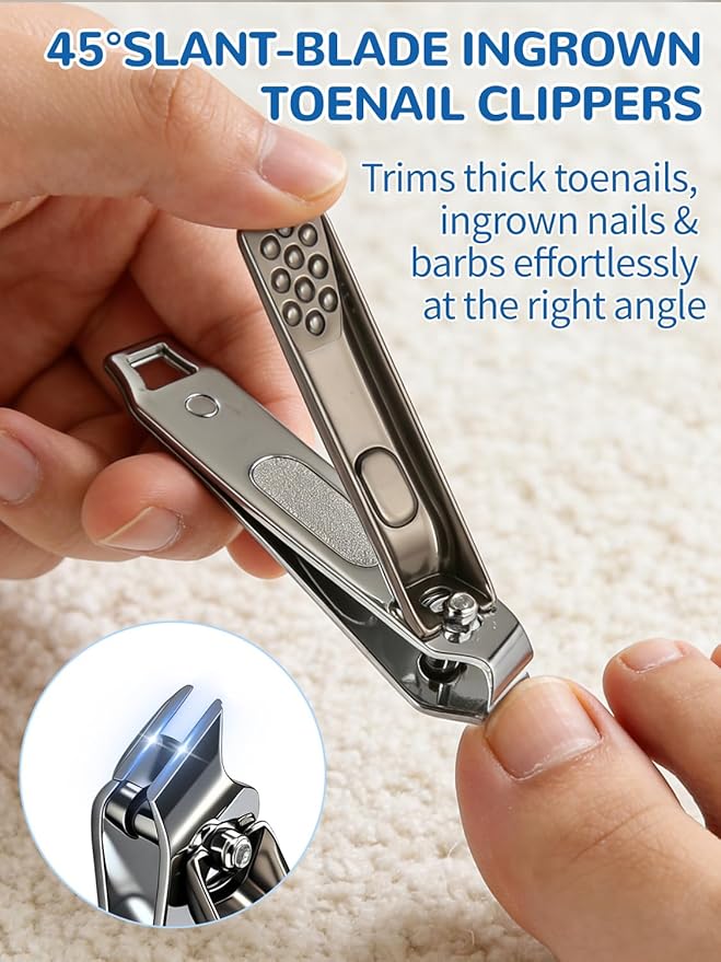 ONEDONE Electric Nail Clipper - 3-in-1 Rechargeable Baby Nail Trimmer Electric Nail File with Dual Blades 3 Speeds Fingernail Grinder Safe for Baby Women Seniors w/Ingrown Toenail Clippers