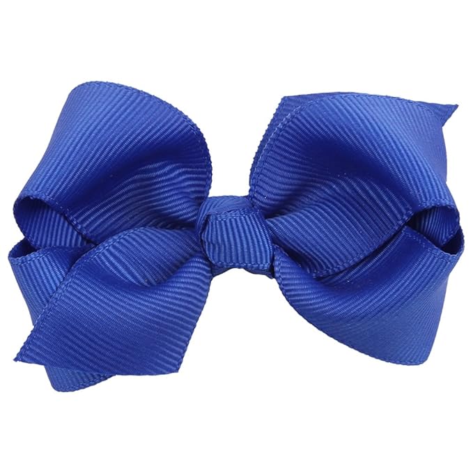 3 Inch Baby Girl Hair Bows Boutique Hair Clip Teens Toddlers Hairpin Headwear - Set of 2 (Blue)