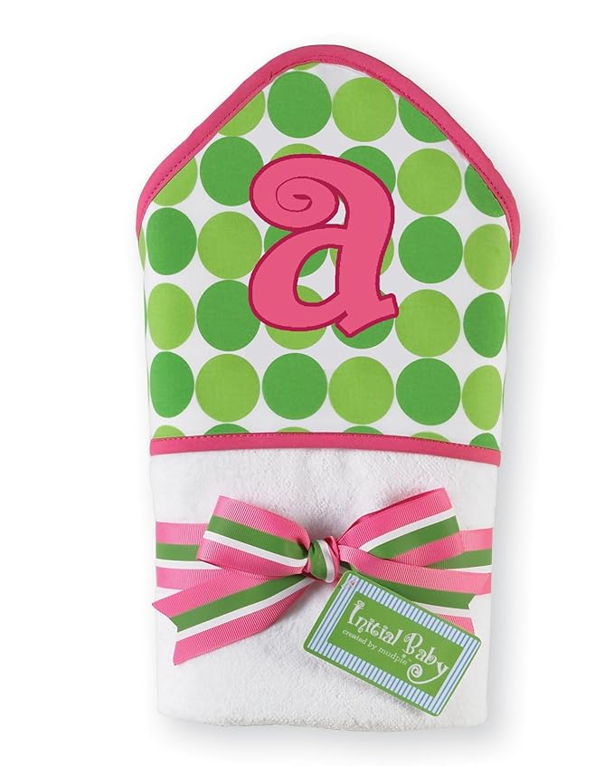 Baby Girl Pink Initial Hooded Terry Towel, Letter A